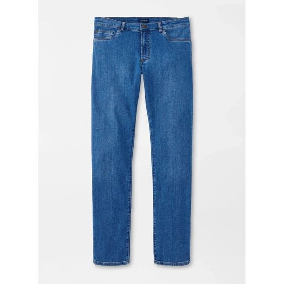 Peter Millar Pilot Mill Denim Jeans Mens 33x30 Light Indigo 5 Pocket MS23B95FB - Picture 1 of 2